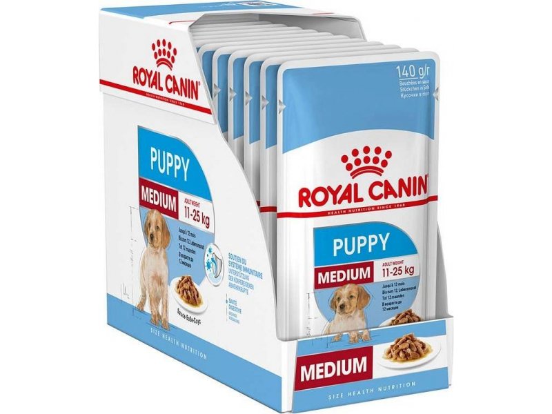 Royal Canin Size Health Nutrition Medium Puppy Dog Wet Food 140g x 10