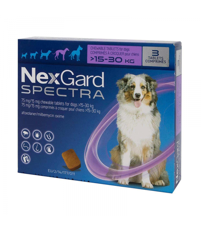 NexGard Spectra Chewable Tablet Dog Ectoparasiticide 15-30kg SOLD PER BOX