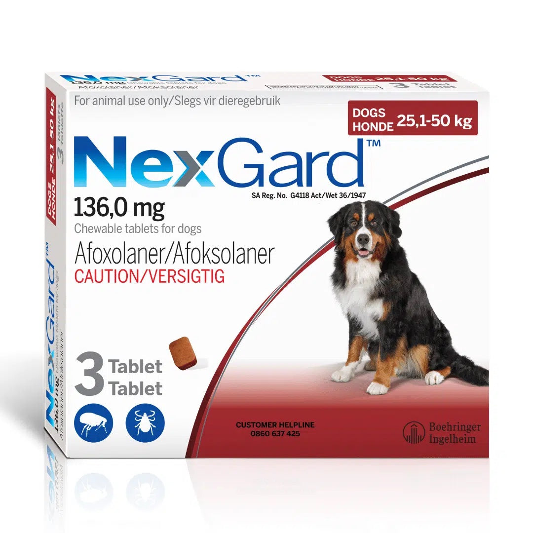 Nexgard Chewable Tablets for Dogs 25-50kg (3 Tablets) Red