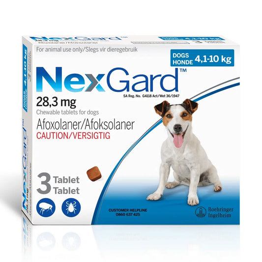 Nexgard Chewable Tablets for Dogs 4-10kg (3 Tablets) Blue