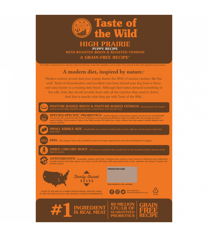 Taste of the Wild High Prairie with Roasted Bison and Roasted Venison Grain-Free Dry Puppy Dog 12.2kg