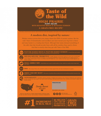 Taste of the Wild High Prairie with Roasted Bison and Roasted Venison Grain-Free Dry Puppy Dog 12.2kg