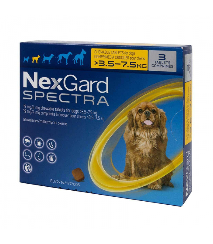 NexGard Spectra Chewable Tablet Dog Ectoparasiticide 3.5 - 7.5kg SOLD PER BOX